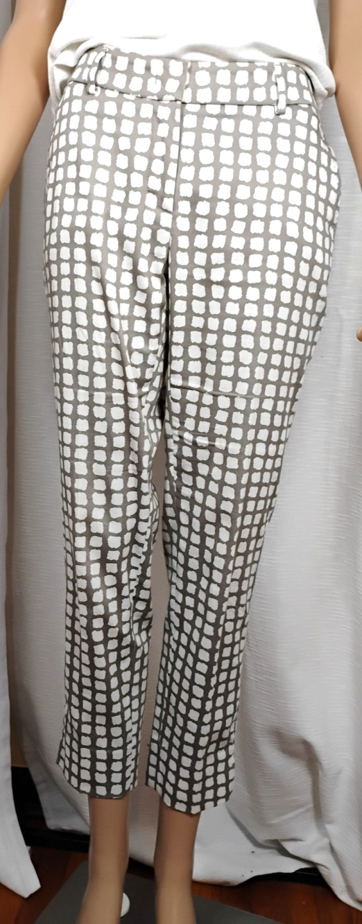Peserico Cropped Ankle Cotton Check Pants Handmade Italian Womens 10 EU42
